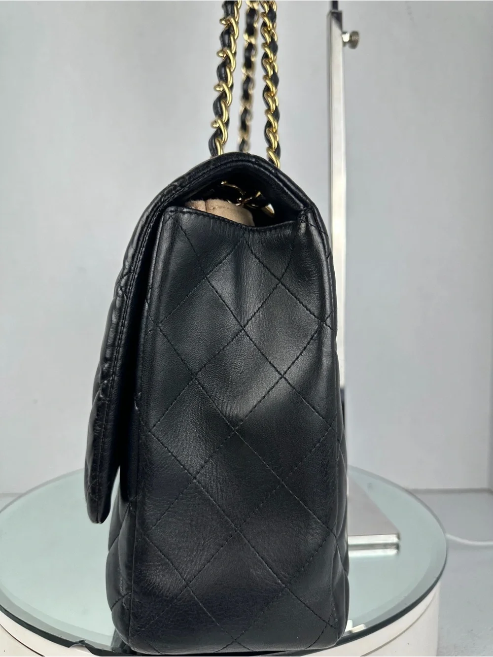 CHANEL CC MAXI JUMBO LAMBSKIN LEATHER FLAP BAG GHW